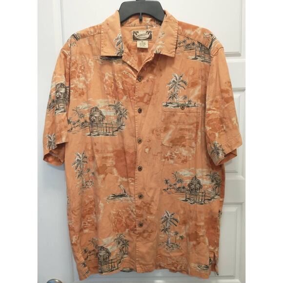 Calypso Joe Cotton Blend Hawaiian Shirt. Men's XL. Orange. - Picture 1 of 7